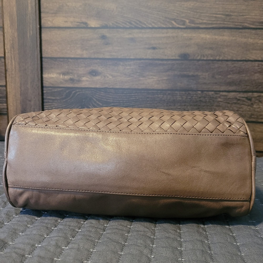 Four Seasons Handbags Women's Crossbody Brown Woven Leather Purse - Picture 5 of 12